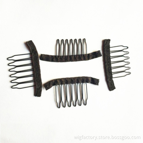 Black color 6teeth durable black snap comb wig clips, hair extensions steel small hair wig clip